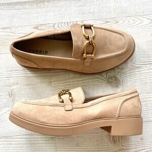 Torrid Clean Vegan Suede Loafer |‎ Tan/Gold Size 7.5WW